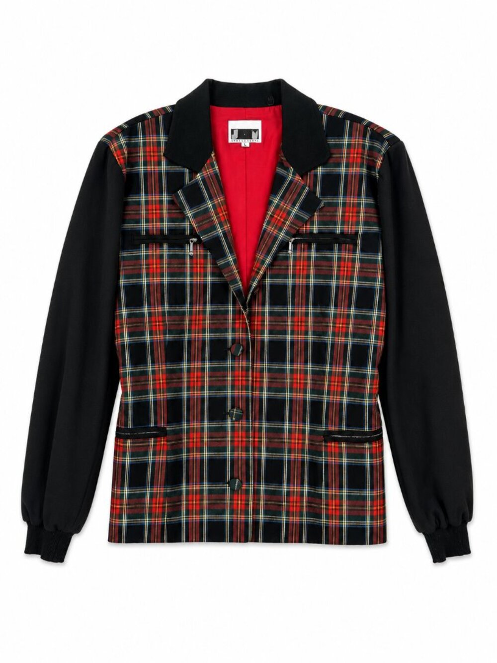 VTG 90s JM By Shelli Segal Womens Blazer Red Plaid Sz 8 Holiday Jacket Made USA